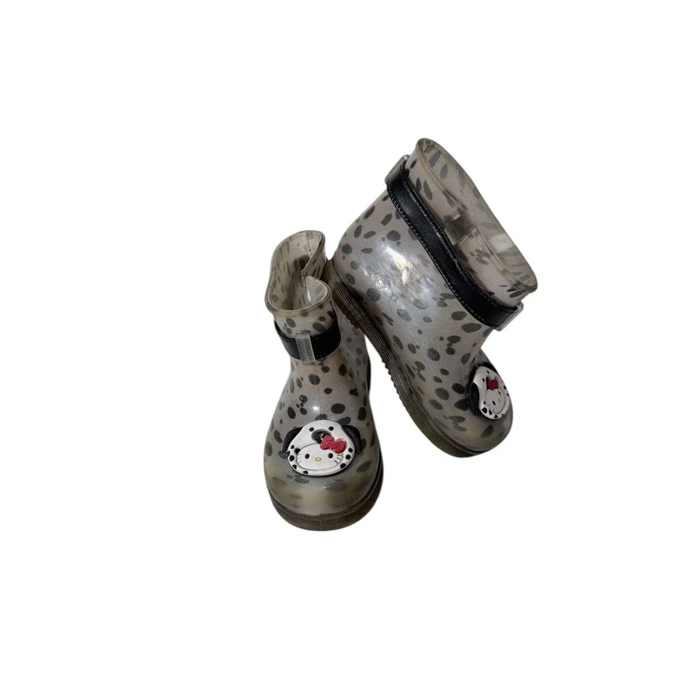 Kidcore Hello Kitty Sanrio Grendene Kids Rain Boots 9 Grey Dalmatian Jelly Shoes